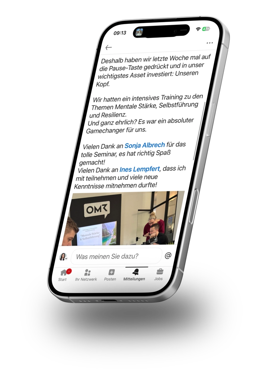 Erfahrungsbericht auf LinkedIn zum Mindful Leadership und Resilienztraining bei OMR in Hamburg